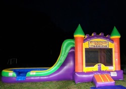 Orange, yellow and purple bounce house with slide 20231113 171759 1759700281 Orange, yellow and purple bounce house with slide